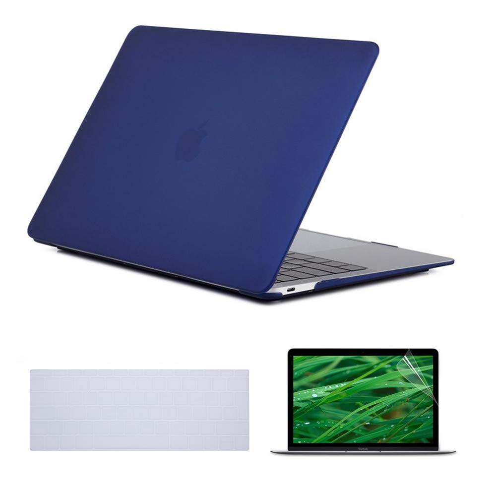 Se7enline Compatible with MacBook Retina 12 inch Case 2015/2016/2017/2018/2019 Hard Shell Cover for MacBook 12-Inch Model A1534/A1931 with Retina Display, Keyboard Cover, Screen Protector, Navy Blue