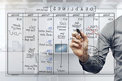 Compact Dry Erase Weekly Planner 23"x15" - Converts Easily to a Monthly Calendar by Urban Fringe Office (Clear w/ Black Grid)