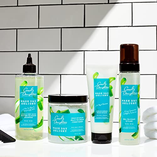 CAROL’S DAUGHTER WASH DAY DELIGHT HAIR GEL TO FOAM MOUSSE STYLER AND HAIR DETANGLER FOR CURLS WITH ALOE, NATURAL-LOOKING HOLD 8.5 FL OZ