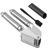Pengxiaomei Garlic Press and Peeler Brush Set. Stainless Steel Mincer and Silicone Tube Roller