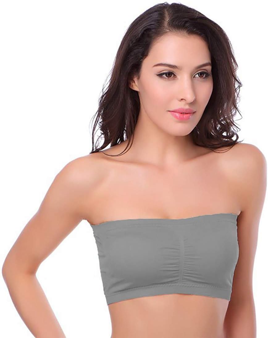 Venbond 1-4Packs Women's Seamless Bandeau Crop Tube Top Bra Strapless Padded Bralette