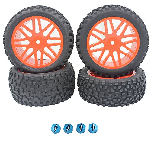 4pcs Front & Rear Wheel Complete Tires Rim For RC Redcat 1/10 Buggy Shockwave Nitro Redcat Tornado S30 EPX (PRO) HSP Backwash Warhead Spare Part