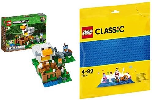 Amazon レゴ Lego マインクラフト ニワトリ小屋 クラシック 基礎板 ブルー ブロック おもちゃ