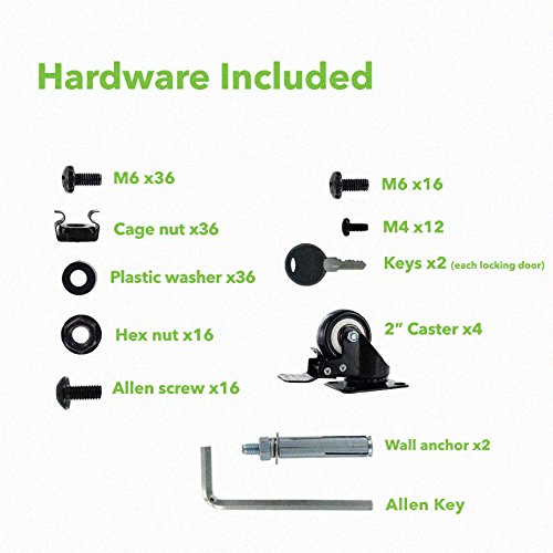 NavePoint 18U Wall Mount Server Data Cabinet 24 Inch Depth Glass Door Lock Casters and Shelves