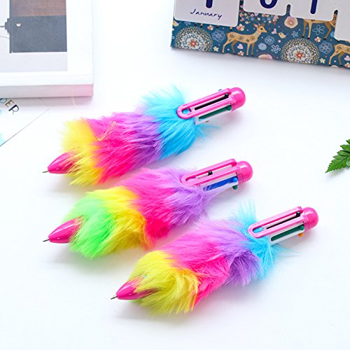 4 Pack Novelty Multicolor Ballpoint Pen, Magnoloran Retractable Roller Ballpoint Pens Multifunction 6 In 1 Shuttle Pens, 6 Colors Highlighters Marker Pens Colorful Stationery Creative School Supplies