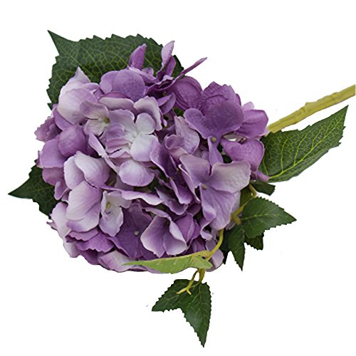 Felice Arts Artificial Silk Flowers California Fake Beautiful Hydrangea Bunch Bouquet Flower for Home Wedding Decor Pack of 3 (PURPLE)