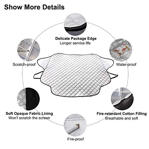 Windshield Sunshade Protector,Lord Eagle Snow Cover with Magnetic Edges Keeps Car Cooler & Snow Off Fits for Most Vehicle - Thumbnail 4