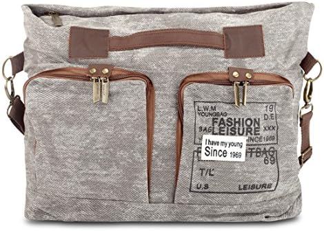 Baggabond Perfect Cotton Twill 5 Pockets Zipper Travel Canvas Grey with Black Shopping Bag for Men and Women