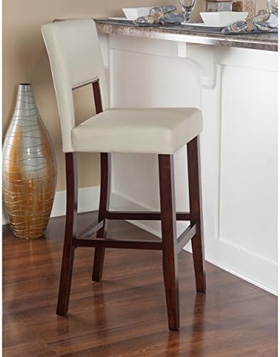 Sturdy Durable Stationary Rich Foam Padding White Faux Leather Bar Stool