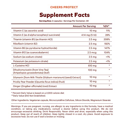 Cheers Protect Daily Liver Supplement for Drinkers with LCysteine