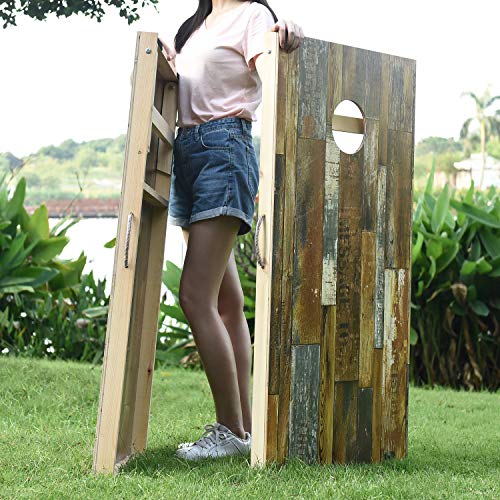 thumbnail image 2 of Solid Wood Cornhole Set - 4'x2' Boards With 8 Bags (Regulation Size, Foldable Legs) 2 of 10