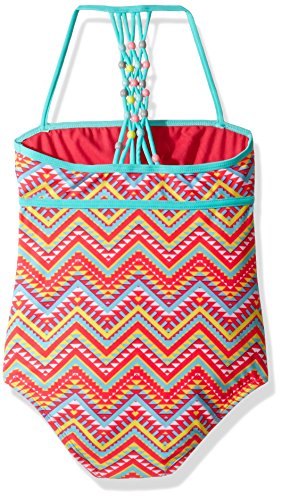Vigoss Big Girls' Tribal One Piece Beaded Macrame Swimsuit, Aqua, 14