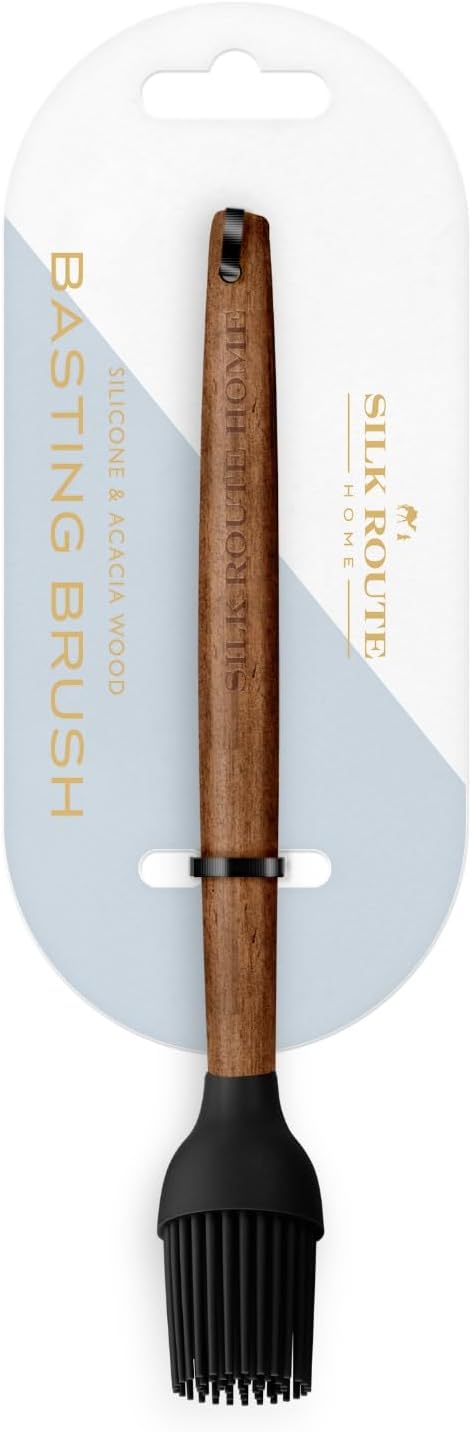 Silk Route Acacia Wood Silicone Basting Brush for Grilling Roasting Baking