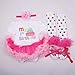 AISHIONY 4PCS Baby Girl 1st Birthday Tutu Onesie Outfit Newborn Party Dress XL Rose Red