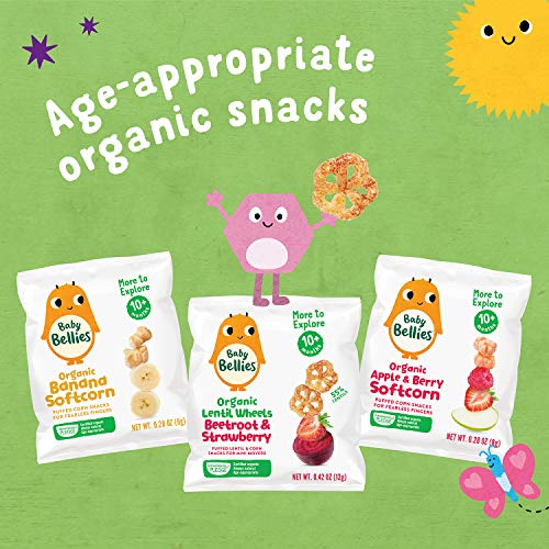 Baby Bellies Organic Softcorn Baby Snack, Banana, Pack of 7 Individual Snack Packs, 0.28 Ounce