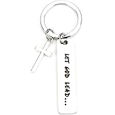 MUCOOS Christian Keychains Silver Cross Keychain Jesus Keychains for Men and Women Cross Accessories Keychain Jesus Charm