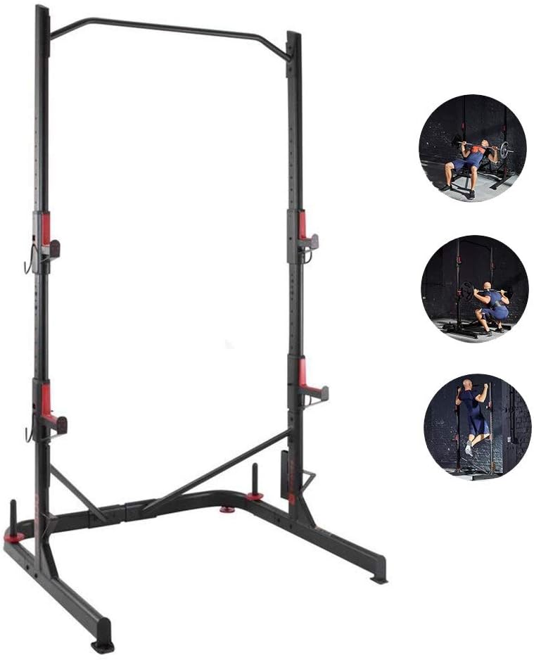 Dip Stands Squat Rack Bench Press Stool Weight Lifting Station Rack Strength Training Fitness Equipment Home Pull-ups Bar Horizontal Bar (Color : Black, Size : 116 * 112 * 212cm)