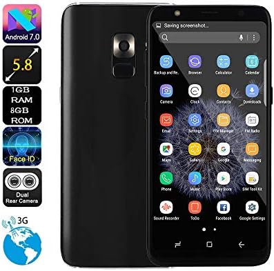 Junshion IPS Full Touch Screen Android 7.0 Smartphone Unlocked,3G GSM/WCDMA Dual SIM Cellphone,5.8" 18:9 HD Screen Face Recognition,1G RAM+8GB ROM Extended Memory 32G,2050mAh Battery,Dual HD Camera