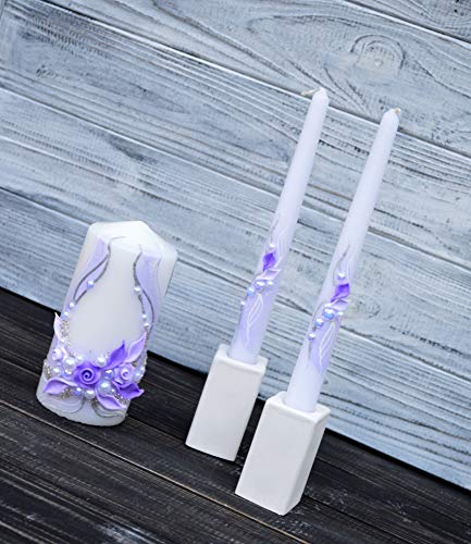 Magik Life Unity Candle Set for Wedding - Wedding dÃ©cor & Wedding Accessories - Candle Sets Violet Wave