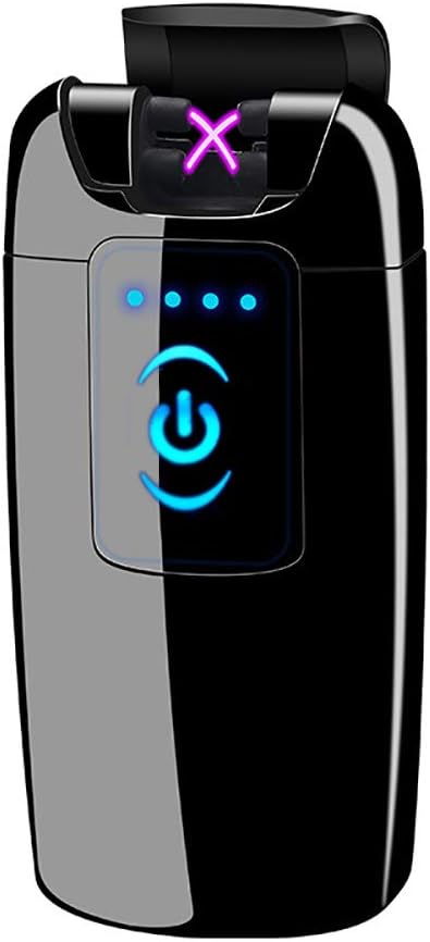 Briskyto Electric Arc Lighter, Candle Lighter Windproof Flameless Lighter, Dual Arc USB Rechargeable Lighter With Power Indicator Touch Sensor Switch for Home Kitchen BBQ Outdoor Party Activities