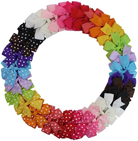 Girls Hair Bow Clips, Barrettes Pinwheel Bonytail Hair Bows with Clip (30pcs mix color)