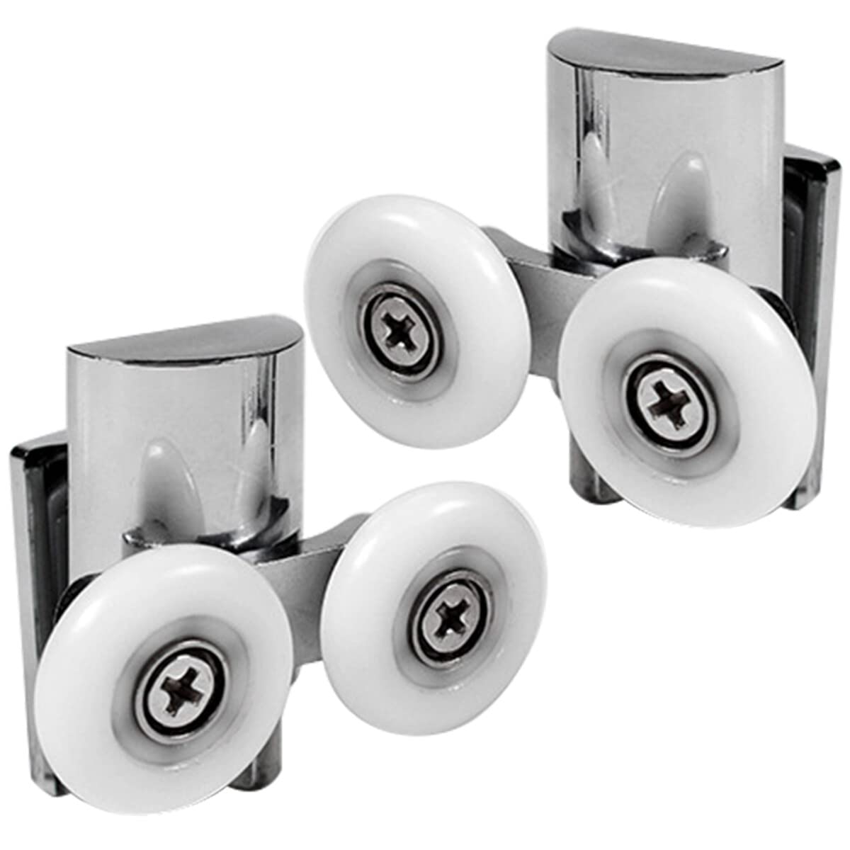 Shower Door Wheels Heavy Duty Zinc Alloy Dual Wheel Top & Bottom Shower Door Rollers Runners Set of 4