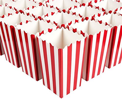 Small Striped Popcorn Boxes for Movie Night, Birthday Party (3 x 3.9 In, 100 Pack)