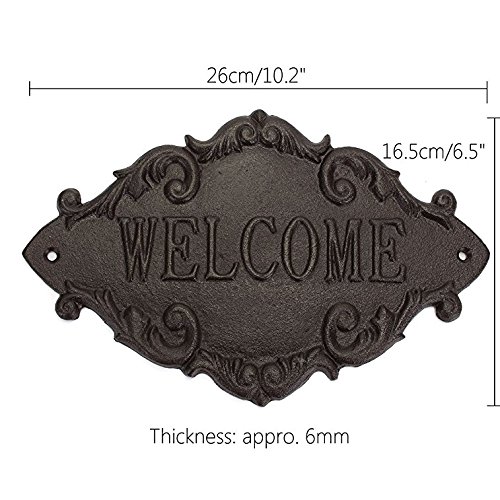 Katoot@ Cast Iron French Country Cottage WELCOME Sign Plaques Wall Sticker Outdoor 3D Beer Bar Vintage Home Decor - Thumbnail 4