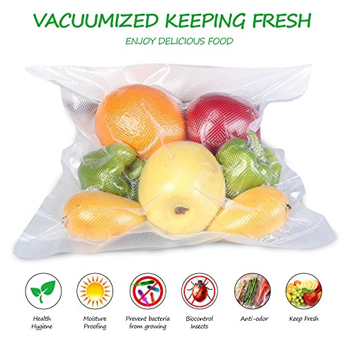 Vacuum Sealer Bags, AUKUYEE Vacuum Sealer Rolls Sous vide Bags Commercial Grade Plastic, BPA Free for Food Storage & Seal Food saver Sous Vide Cooking 2-Pack 28X500cm
