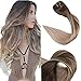 Full Shine 20 Inch Remy Hair Extensions Clip in Human Hair Ombre Clip in Hair Extensions for Thin Hair 120 Gram 10 Pcs Color 4 Brown and 18 Ash Blonde Double Weft