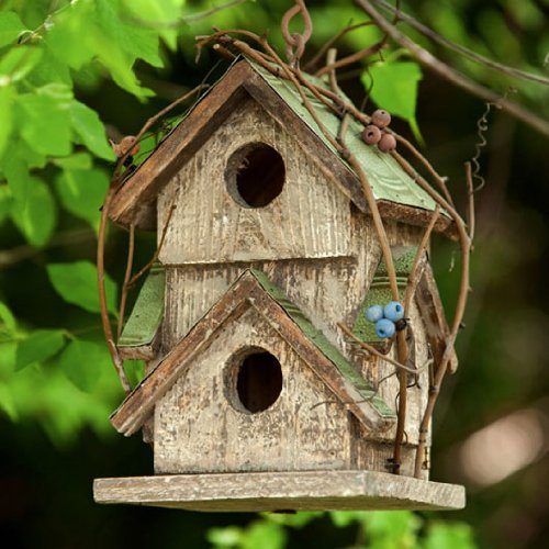 Twig Motif Wooden Birdhouse
