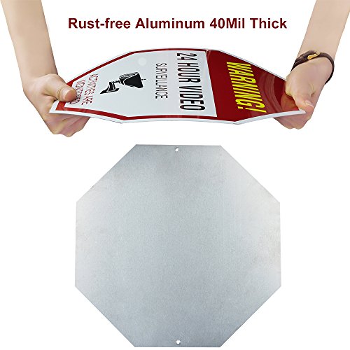 ATBAY Video Surveillance Sign Aluminum Warning 24 Hour Security Surveillance Sign Business Home No Trespassing Security Alert Sign 12''X12''