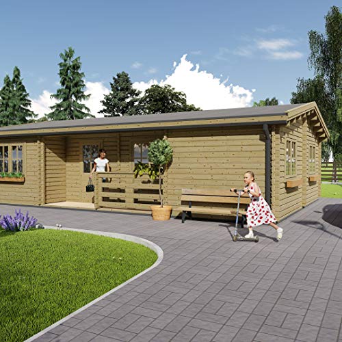 Chaletdejardin.fr Chalet de Jardin en Bois UZES, 70m², avec terrasse Couverte, 58mm d'épaisseur de Mur