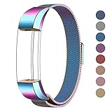 SWEES Metal Bands Compatible Fitbit Alta & Fitbit Alta HR, Milanese Loop Stainless Steel Metal Replacement Accessories Small Large for Women Men, Silver, Black, Rose Gold, Colorful, Champagne