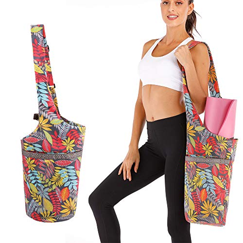 Mookis Yoga Mat Bag | Adjustable Shoulder Strap | Fixed Buckle | Large Size Pocket and Zipper Pocket | Multipurpose and Beautiful Bag (Maple Leaf) - Thumbnail 7