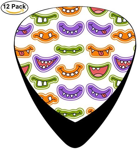 Gufun Guitar Picks Smiling Mouth Custom Three Size Electric Celluloid Plectrums (12-Pack)