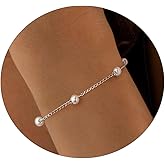 SUFOPE Gold/Silver Pearl Bracelets for Women Dainty Pearls Beaded Chain Tiny Pearls link Chain Cute Simple Pearl Bracelet Jewelry for Women