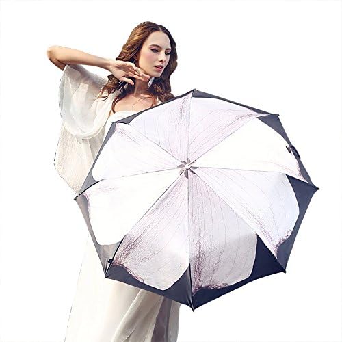 VILLASON Flower Series UPF 50+Anti UV Windproof &amp; Waterproof Compact Travel Umbrella，Sturdy Canopy Construction 5 Layers Nanocoating for UV Protection/9oz-Ultra and Light (Flower with black edge)