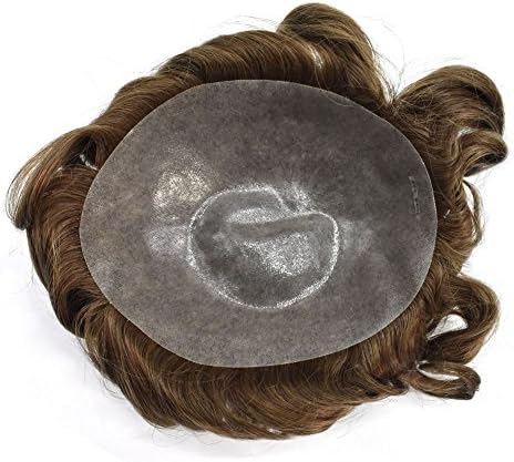 Mens Hair Replacement System All Poly Skin Men Toupee Wig Hairpieces Human Hair All Pu Wigs For Men Durable Hair Units 10 X8 350 Dark Brown With 50 Grey Hai 120 Med Light To Medium