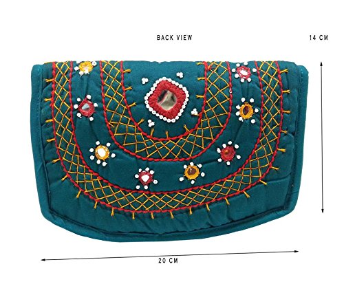 belladona r.c mirror work purse in rama green