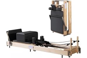 Wunder Pilates Portable Folding Pro Foldable Reformer Machine for Home and Studio Maple Wood Black