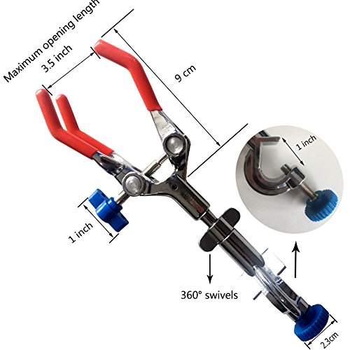OESS Lab Clamp 3 Prong Finger Style Laboratory 360Â°Swivel Type Rubber-Coated Head