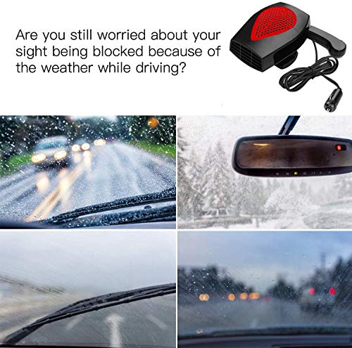 Portable Car Heater, 12V Car Fan Defroster Automobile Heater Warmer and Defroster 2 in 1 Heating Cooling Function Windshield Demister Defroster (Black) - Thumbnail 5
