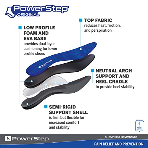 PowerStep Original Insoles Arch Pain Relief Orthotics for Tight Shoes