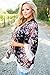 EVALESS Women's Floral Print Chiffon Loose Kimono Cardigan Blouse Beach Cover Up