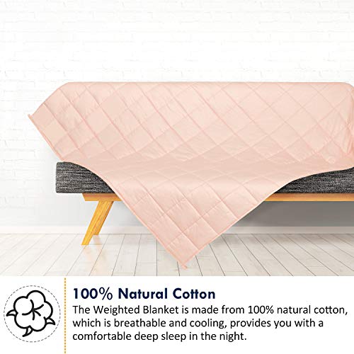 Kids Weighted Blanket (10 lbs, 41"x60", Blush Pink) Cooling Heavy