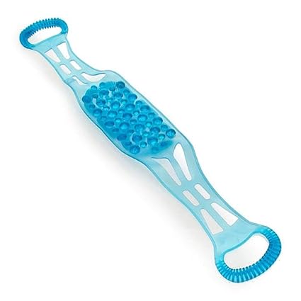 CHHELL Dual Sided Silicone Shower Bath Belt Back Scrubber (Blue)