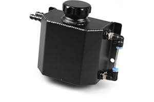 DYNO RACING Universal 1L Aluminium Alloy Coolant Radiator Overflow Tank Engine Oil Catch Can Expansion Tank Reservoir (Black)