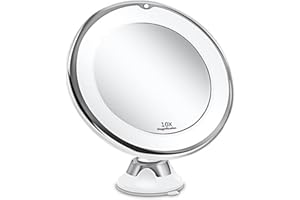 zolyet Makeup Mirror with 10X Magnification 18 Fill Lights Portable Lighted Vanity Suction Cup 360 Degree Rotation Energy Eff