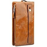 Jack&Chris Leather Clutch Wallets for Women Large Purse for Checkbook,Cash,Credit Cards,Cellphone, WBGT032 (Brown)